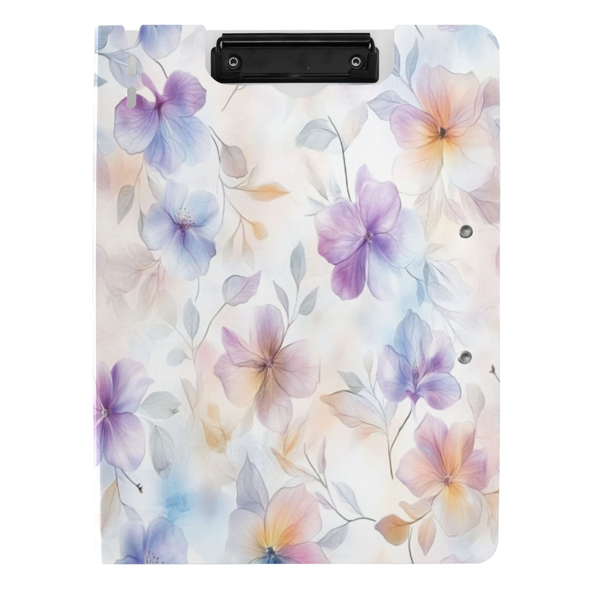 FORMRS A4 Clipboard Folder with Pen Holder Horizontal Foldable School Office Binder, Purple Flower Pattern