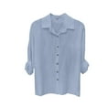 thumbnail image 2 of TODOZO Button Down Shirts for Women Tunic Tops Loose Fit Shirts Solid Basic Tops Womens Cotton Linen Shirts Long Sleeve Casual Button Down Summer Blouses Lapel Neck Loose Oversized Blouse, 2 of 4