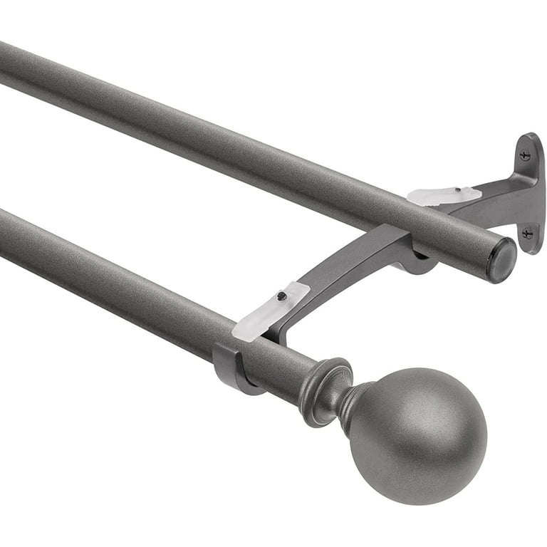 BENTISM Double Curtain Rods for Windows 74 to 144 inches(6-12ft),  Adjustable Telescoping Double Curtain Rod with with Cap Finials, 1 and  3/4