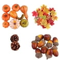 thumbnail image 2 of 50Pcs Artificial Mini Pumpkins, Faux Foam Pumpkins with Lifelike Maple Leaves Acorns and Red Berries for Halloween Thanksgiving Wreath Garland Making and Centerpiece Decoration, 2 of 9