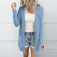thumbnail image 2 of Juebong Womens Open Front Lightweight Cardigan Long Sleeve Button Down Casual Tops Blouse with Pockets Cardigans Outwear Blue,L, 2 of 8