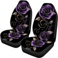 thumbnail image 5 of Pzuqiu Front and Rear Seat Cover Set Fashion, Compatible with Car Seats Automotive Seats, Car Seat Covers Set Fit for Trucks Cars Interior, Purple Rose Design, 5 of 10