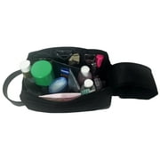 Walmart Mens Two Tone Double Zipper Sporty Dopp Kit with Faux Leather Trim, Black and Brown, 1 Count