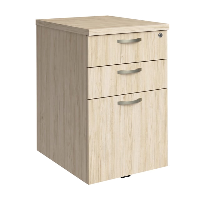 Easy Office 3 Drawer Rolling File Cabinet in Natural Elm - Engineered Wood