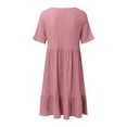 thumbnail image 6 of Spring Sale 2024！Hontri Womens Dresses Summer Dress Women's Linen Dresses Casual T Shirt Dress Short Sleeve V Neck Midi Dress A Line Red,L, 6 of 6