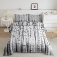 thumbnail image 2 of Birch Tree Bedding Set Gary Black Themed Queen Comforter Set,Natural Jungle Botancial Print Quilt Set,Abstract Trunk Pattern Down Comforter for Kids Boys Bedroom Decor, 2 of 7