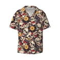 thumbnail image 3 of Balery rock Skull record artist Men's Casual Button Down Shirt Short Sleeve Textured Summer Cuban Beach Shirts-4X-Large, 3 of 7