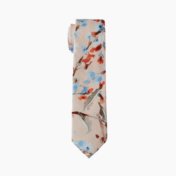 Blush & Light Blue Floral Cotton Tie