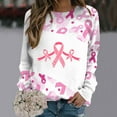 thumbnail image 2 of Luxalzxs Breast Cancer Awareness Sweatshirt for Women Pink Ribbon Print Breast Cancer Survivor Pullover Crewneck Sweatshirt, 2 of 5