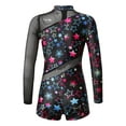 thumbnail image 2 of Sholeno Girls Mock Neck Long Sleeves Gymnastics Leotard Ballet Dance Tumbling Unitards Biketards Star Black 6, 2 of 7