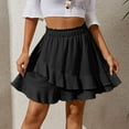 thumbnail image 2 of RUTAYY Ruffle Skirt 2025 Summer Women High Waist Irregular Solid Color Short Skirt Smocked Boho Pleated Skirts, 2 of 4