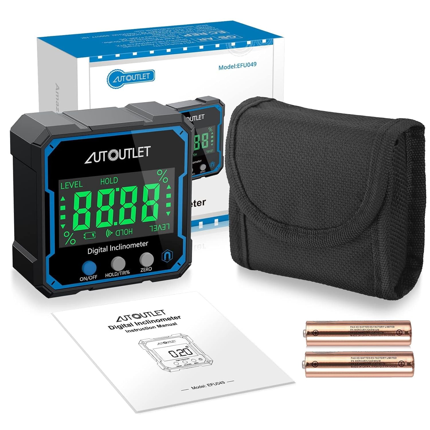 AUTOUTLET Digital Angle Gauge Magnetic Angle Finder with Backlight Display Mini Inclinometer Digital Protractor IP54 Waterproof for Woodworking