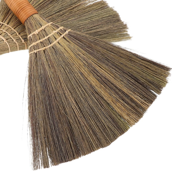 WRITWAA Multi-Color Corn Whisk Broom with Soft Bristles for Indoor Cleaning, 2-Pack Lightweight
