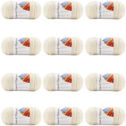 Loops & Threads Soft Classic Solid Yarn - Solid Color Yarn for Knitting, Crochet, Weaving, Arts & Crafts - Off White, Bulk 12 Pack