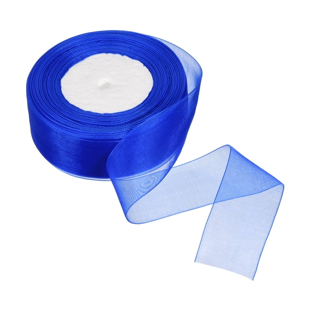 Unique Bargains 4cm 50 Yard Sheer Organza Ribbon Chiffon Fabric Gift Wrapping, Sapphire
