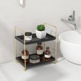 thumbnail image 3 of Organizador de mostrador de baño FsyueYun, tocador de 2 niveles, dorado y negro, 3 of 6
