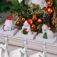 thumbnail image 2 of UNIQOOO Handmade White Polar Bear Christmas Stocking Holders, Large 3Pcs Mantel Hook Set with Base Pads, Holds 2 Lb, Cubs with Xmas Tree, Candy Cane, Birds Fireplace Stocking Hanger Décor for Garlands, 2 of 9