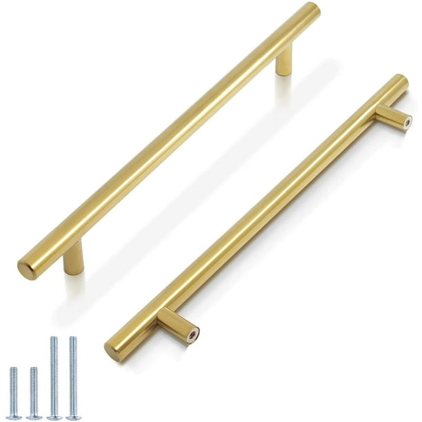 30 Pack Gold Kitchen Cabinet Handles Brushed Brass Pulls 7 9 16 Inch Golden Round T Bar Drawer Stainless Steel Hardware Com 30 Pack Gold Kitchen Cabinet Handles, Brass T Bar Kitchen Cabinet Handles