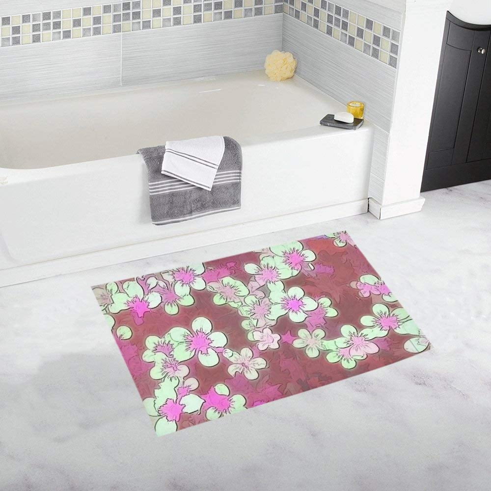 RYLABLUE lovely floral NonSlip Bath Rug Bath Mat Rug Doormat 30x18