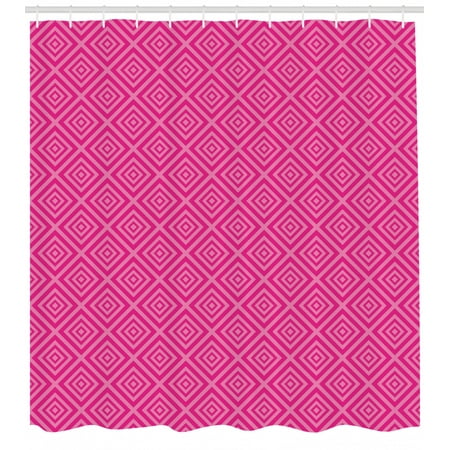 Hot Pink Shower Curtain Darker Colored Squares Pattern Nested