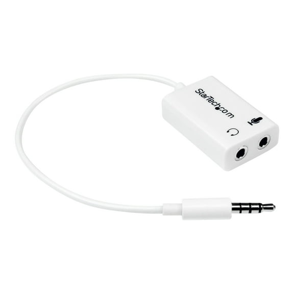 StarTech.com 4 Position Microphone and Headphone Splitter 3.5 mm 4 Pin / 4 Pole Mic and Audio Combo Splitter Cable (MUYHSMFFADW) - Headset splitter - mini-phone stereo 3.5 mm female to 4-pole mini jack male - 15.25 cm - white - for P/N: MUHSMF2M