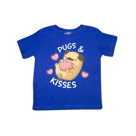 

Inktastic Valentines Day Pugs and Kisses with Pink Hearts Gift Toddler Boy or Toddler Girl T-Shirt