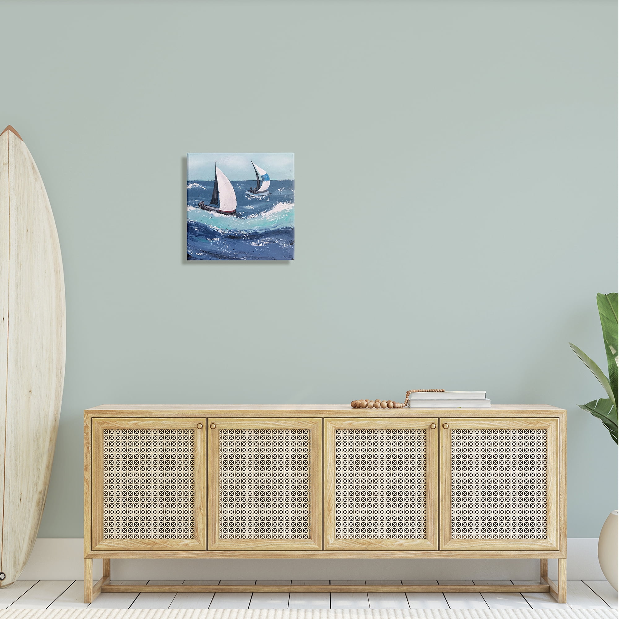 Stupell Sailing Sea Waves Splashing Landscape Painting Gallery Wrapped Canvas Print Wall Art