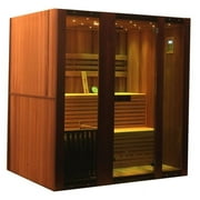4 6 Person Indoor Wet Dry Traditional Sauna Steam Spa w/ Bluetooth Sound System