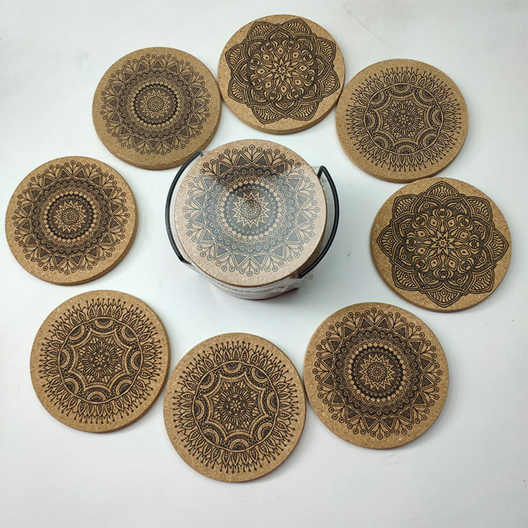 Unique Bargains Cork Coasters Round Wooden Drinks Mats 3.5 Inch Dia 0.12  Inch Thick 12Pcs