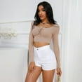 thumbnail image 2 of Special Offer! Beshee Jean Shorts for Women Pocket Button High Waist Shorts High Waist Elastic European and American Sexy Ripped Jeans Denim Shorts Womens Shorts White XS, 2 of 8