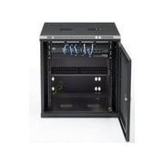 4-Post 12U Wall Mount Network Cabinet with 1U Shelf, 19 Hinged Wall-Mounted Server Rack for Data / AV / Electronics / Computer Equipment, Flexible Vented Rack Enclosure