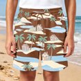 thumbnail image 2 of Bobifish Boys Beach Shorts Coconut Tree Printed Drawstring Swim Trunks Loose Fit Boys Warm Weather Shorts, 2 of 4