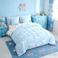 thumbnail image 2 of Erosebridal Girly Lovely Bow 7pcs Bedding Comforter Set,Cartoon Ribbon Bowknot Queen Bedding Sets For Kids,Colorful Stars Reversible, 2 of 7