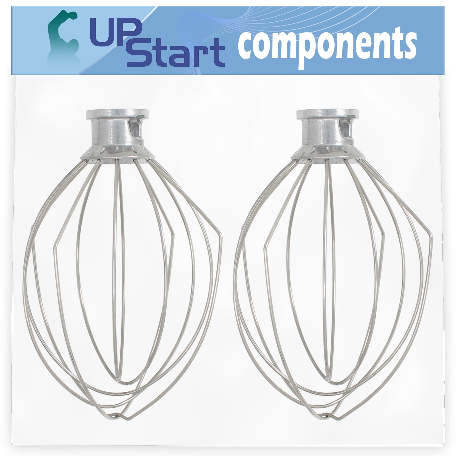 2-Pack K5AWW Wire Whip Replacement for KitchenAid KSM5 Mixer - Compatible with W10731415 5 Quart Lift Machines Wire Whip - UpStart Components Brand