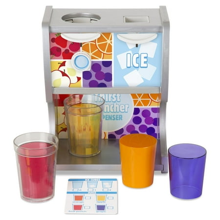 UPC: 0000772093002 | Melissa & Doug Wooden Thirst Quencher Drink Dispenser With Cups Juice Inserts Ice Cubes – FSC-Certified Materials