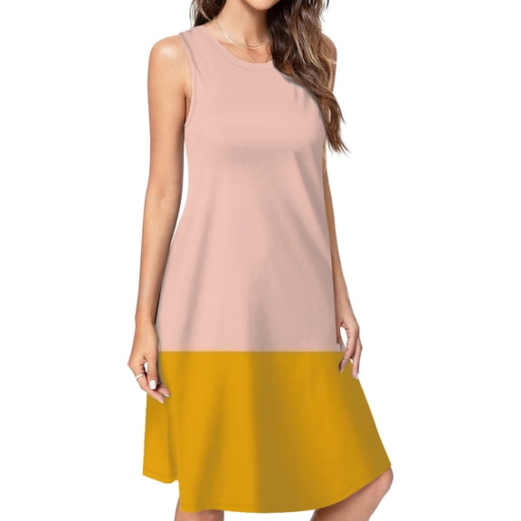 Pink And Gold Color Block Art Dress Elegant Party Dresses Evening Dresses Women Dress Sleeveless Dress Ladies Dresses