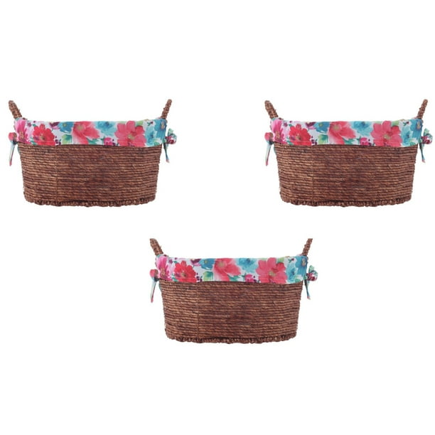 Pioneer Woman Small Oval Multicolored Floral Maize Basket, Set of 3