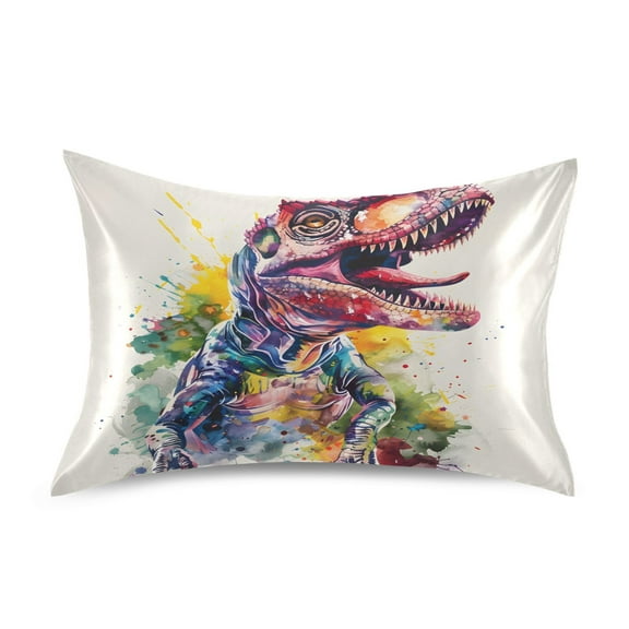 JSTEL T-rex Dinosaur Tyrannosaurus Dino Satin Pillowcase Standard Size Pillow Cases Envelope Closure Bed Pillow Cover, 20 x 26 inch