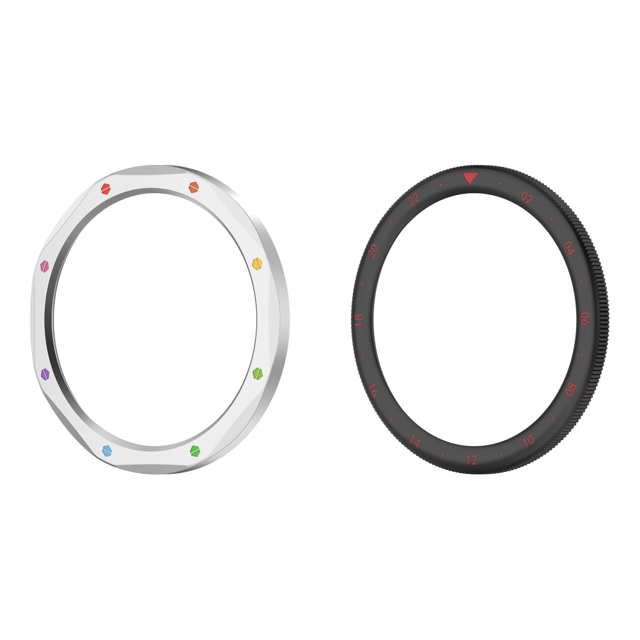 Película Vidrio Tempe Con Anillo Bisel Metal para Watch S4/S3 (arco Iris Plateado) Rojo