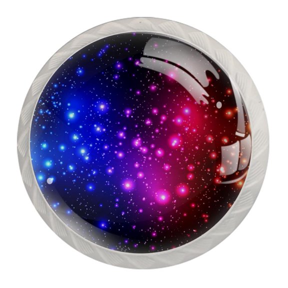 4 Pcs Shine Starry Sky Galaxy Knobs for Kitchen Cabinet Cupboard Dresser Bookcase Drawer Pulls Handles Round Home Decor