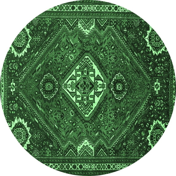 Ahgly Company Indoor Round Persian Emerald Green Traditional Area Rugs, 6' Round