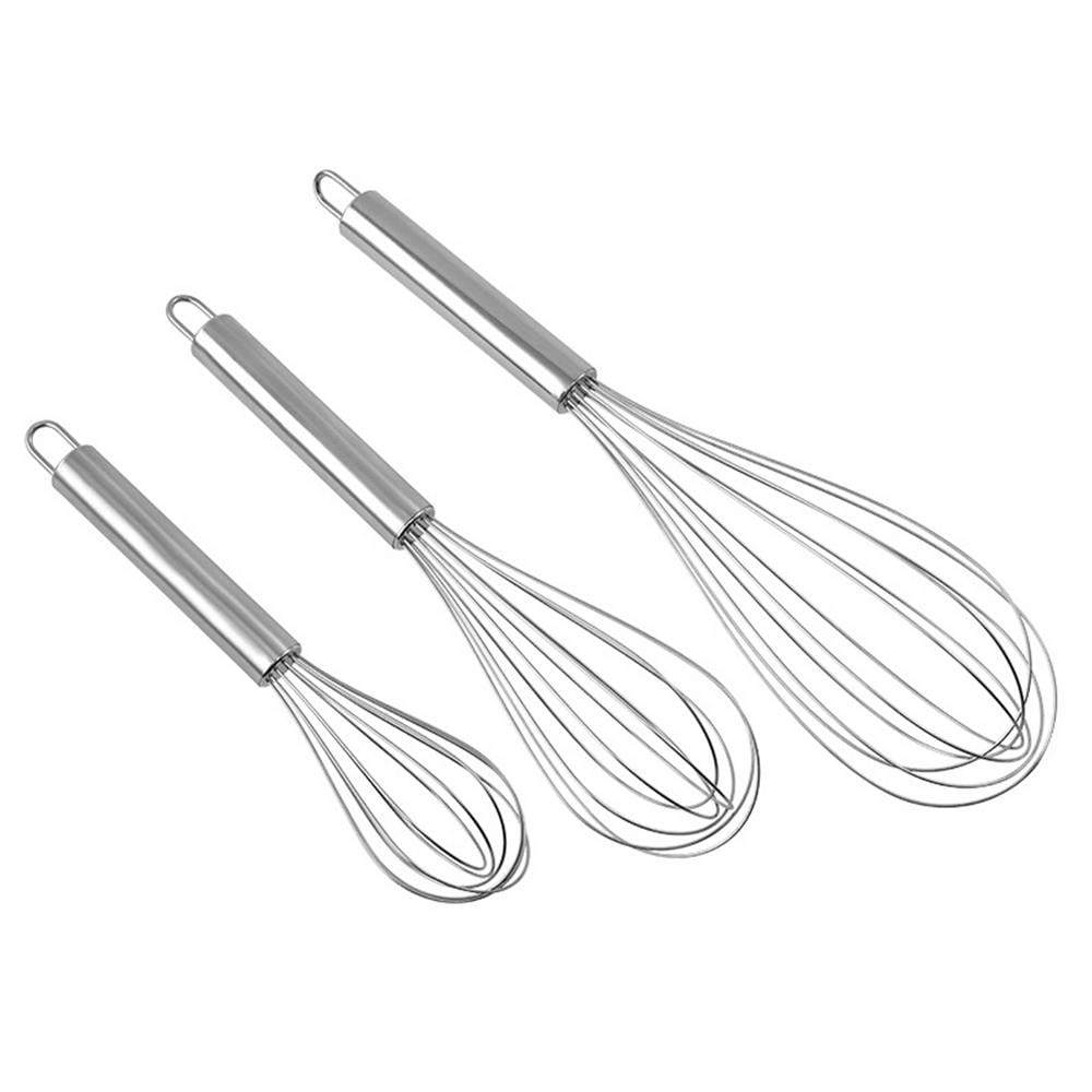  Silicone whisks for cooking, 3 Pack Egg Whisk 8 + 10 +12  with Silicone Non-Stick Coating and Stainless Steel Handles for Blending  Whisking Beating Stirring Cooking Baking Color Balloon Whisks(Red): Home