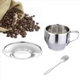 thumbnail image 4 of Juego de Tazas de Café con Aislamiento - Tazas de Café Espresso de Doble Pared de Acero Inoxidable de Té de Capuchino con Leche con Platillo Y Cuchara 125 Ml (Juego de 4), 4 of 5