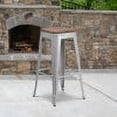 thumbnail image 2 of Flash Furniture Lily 30" High Backless Silver Metal Barstool with Square Wood Seat, 2 of 13