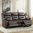thumbnail image 3 of Bonzy Home 3‑Seat Manual Reclining Sofa – Faux Leather Couch with Dual Recliners for Living Room & Meeting Room, 3 of 7