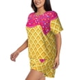 thumbnail image 2 of Picia Red Ice Cream Pajamas Sets for Women Soft Short-Sleeved Pjs with Lounge Shorts Two Piece Sleepwear-Small, 2 of 9