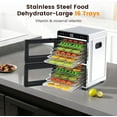 thumbnail image 3 of Food Dehydrator Machine with 12 Stainless Steel Trays,95℉ - 176℉ Adjustable Temperature Control Dehydrator for Jerky and Meat Fruit Vegetables Pet Treats Herbs Meal Prep,Digital Timer, 3 of 8