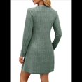 thumbnail image 3 of Vestido Tipo Suéter de Punto de Larga para Mujer, Estilo Túnica Informal con Cuello en V, Conjuntos de Moda para Otoño. Verde M, 3 of 7