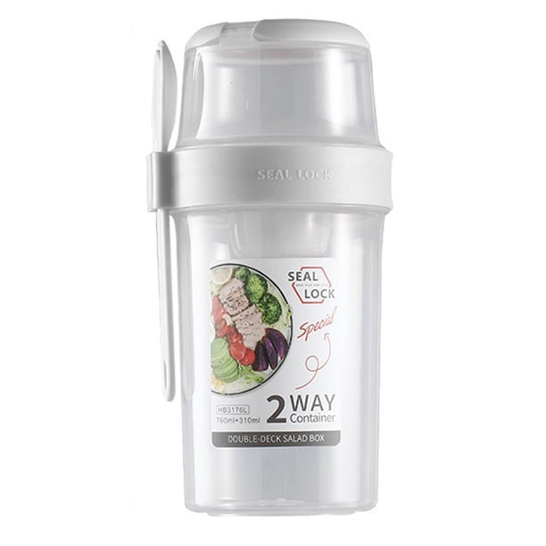 Contenedor de taza coctelera for ensalada for almuerzo, desayuno, yogur, parfait, tazas con tapa y tenedor