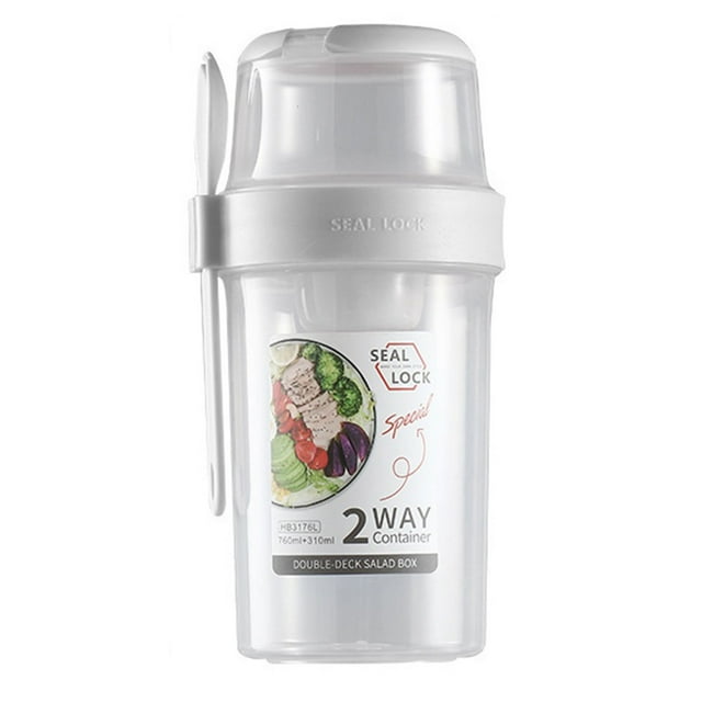Contenedor de taza coctelera for ensalada for almuerzo, desayuno, yogur, parfait, tazas con tapa y tenedor